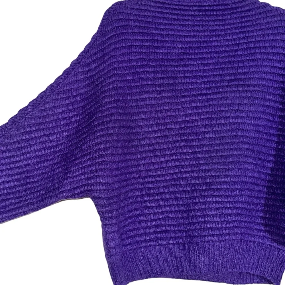 Maje Mousse Mohair Alpaca Blend Purple Dolman Sleeve Ribbed Sweater 1 US SMALL